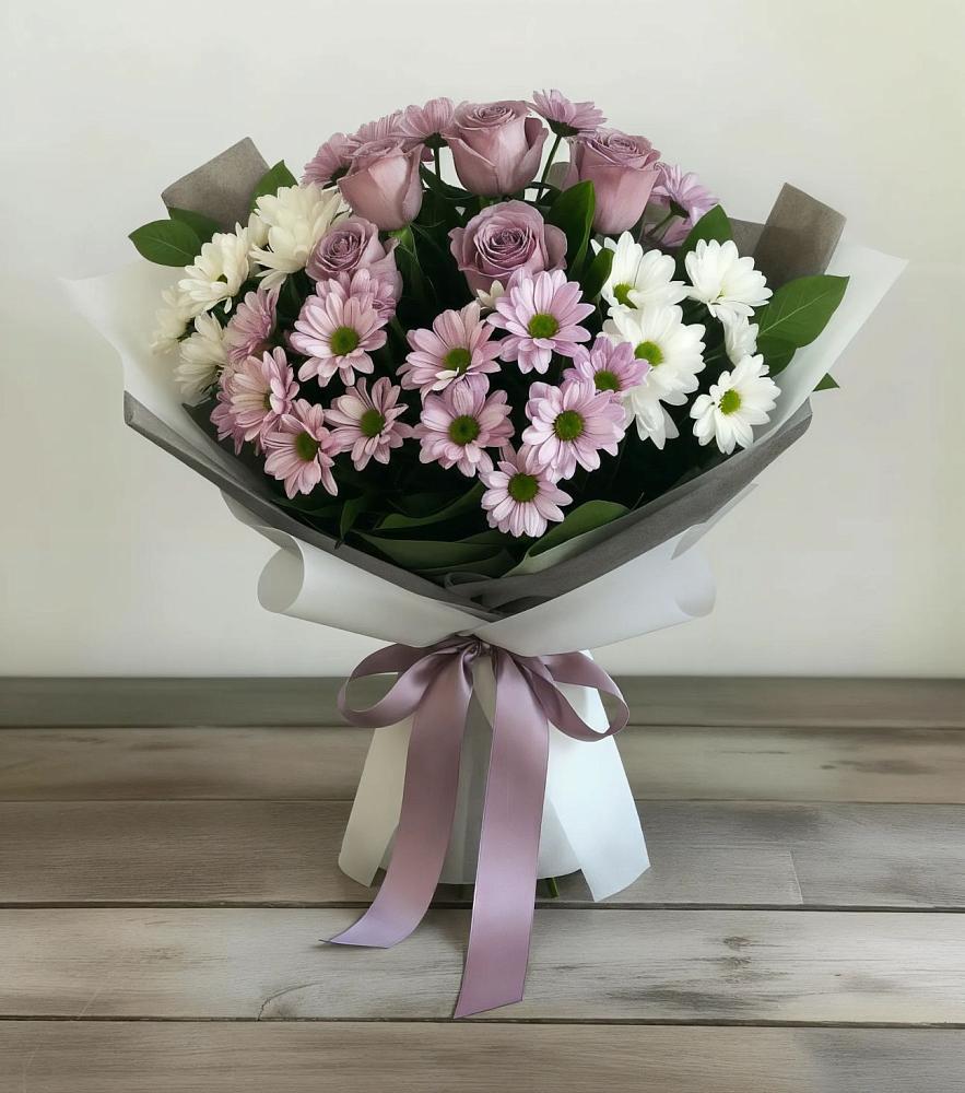 Букет цветов из: Хризантемы и Розы в Старое Шайгово