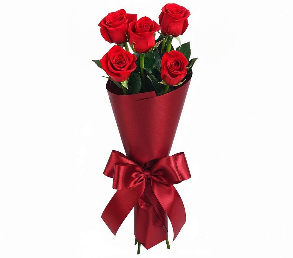 Букет 5 Красных роз Эдлесс Лав в Старое Шайгово