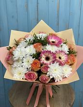 Букет цветов из:  Розы, Герберы и Хризантемы #REPLACE_PRED# Старое Шайгово