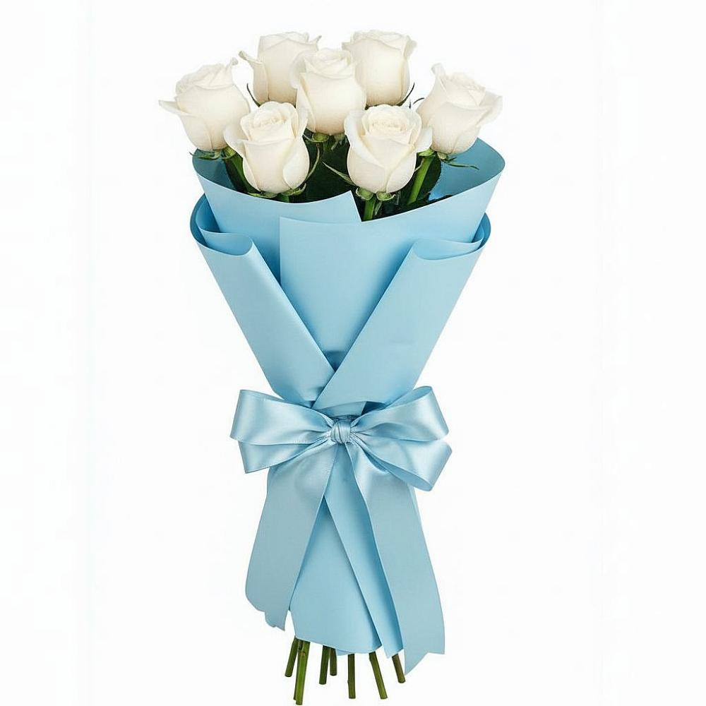 Букет 7 белых роз Проуд в Старое Шайгово