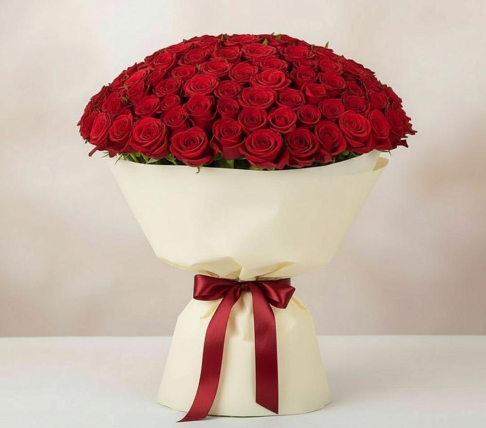 Букет 101 Красная роза Милано в Старое Шайгово