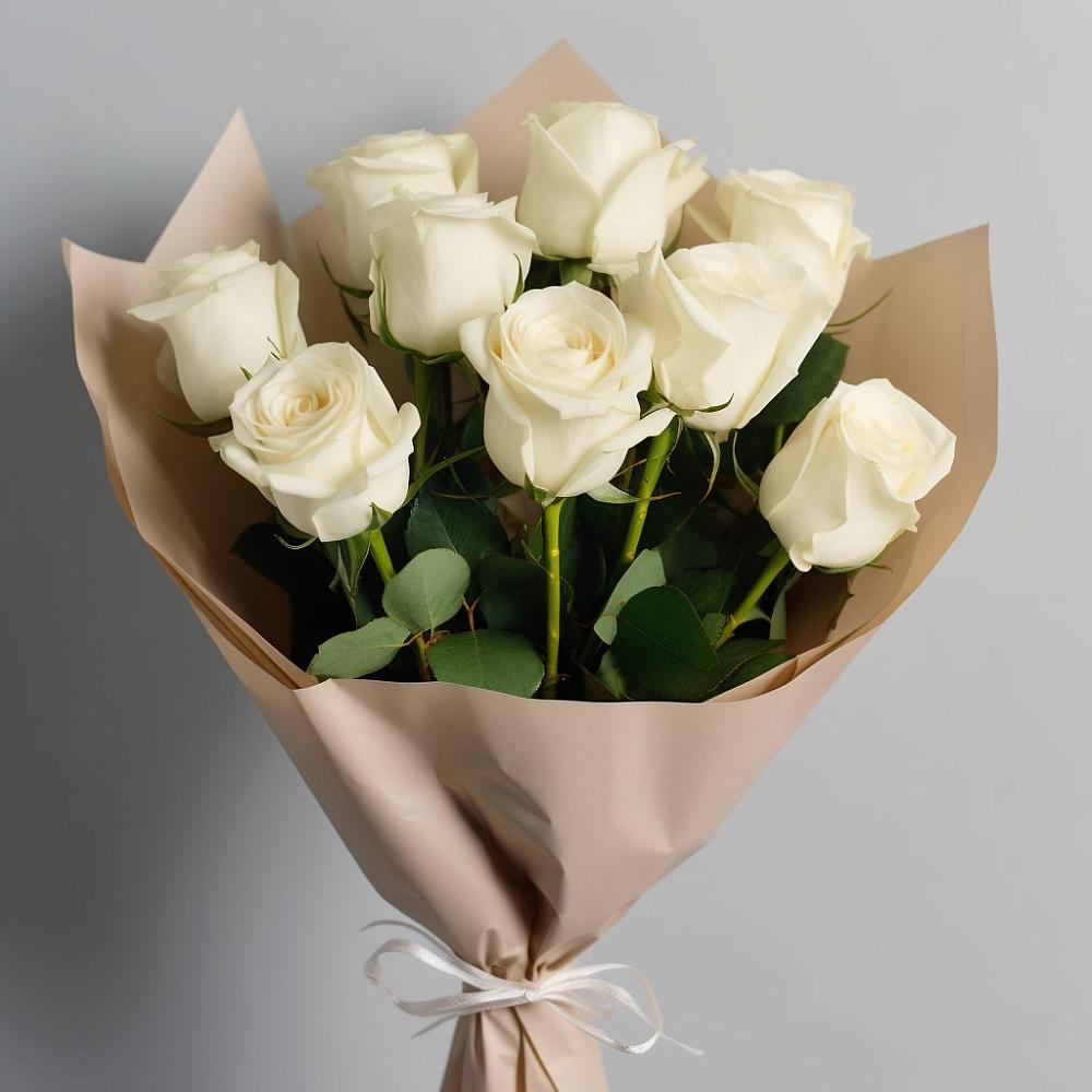 Букет 9 Белых роз Эдлесс Лав в Старое Шайгово