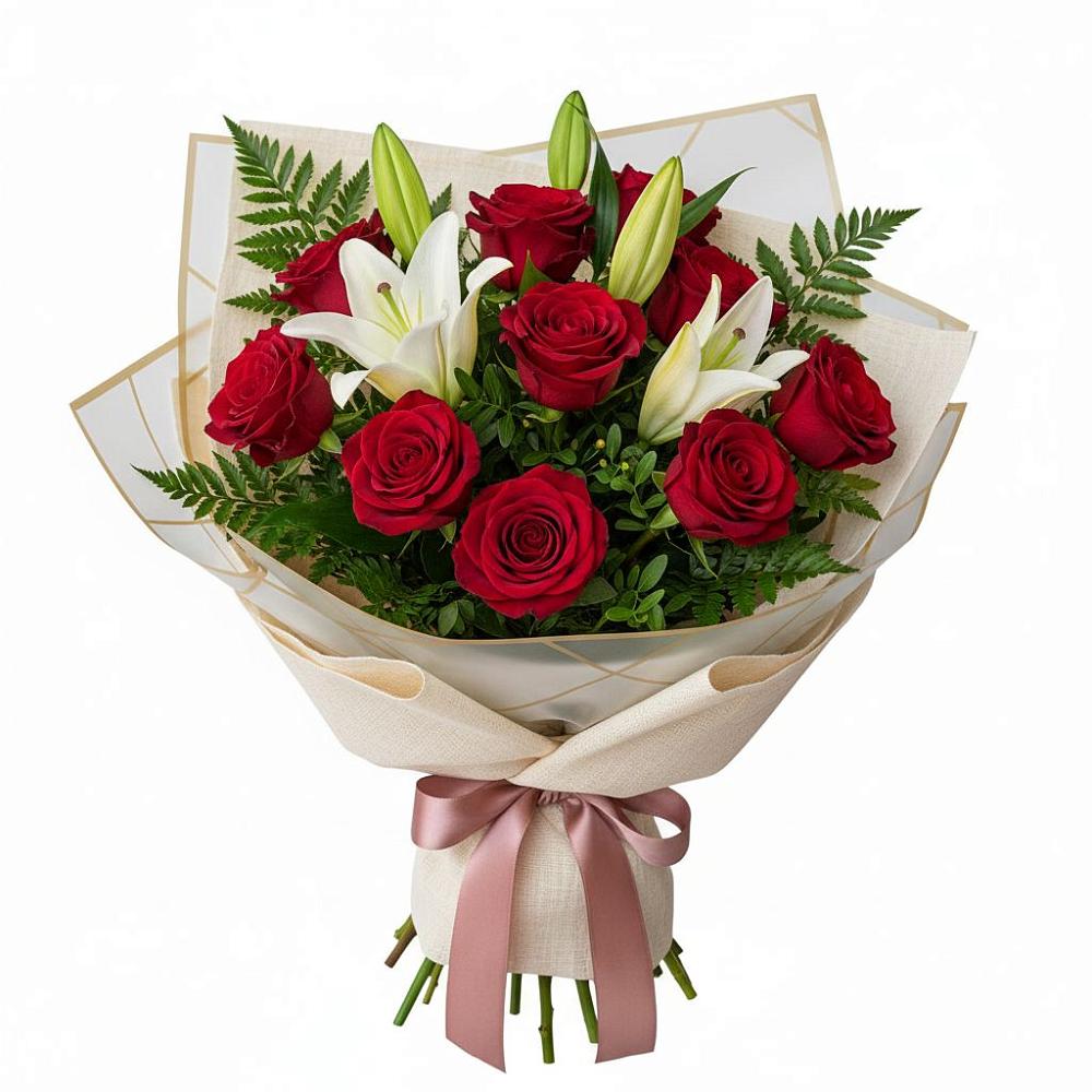 Букет цветов из: Лилии и Розы в Старое Шайгово