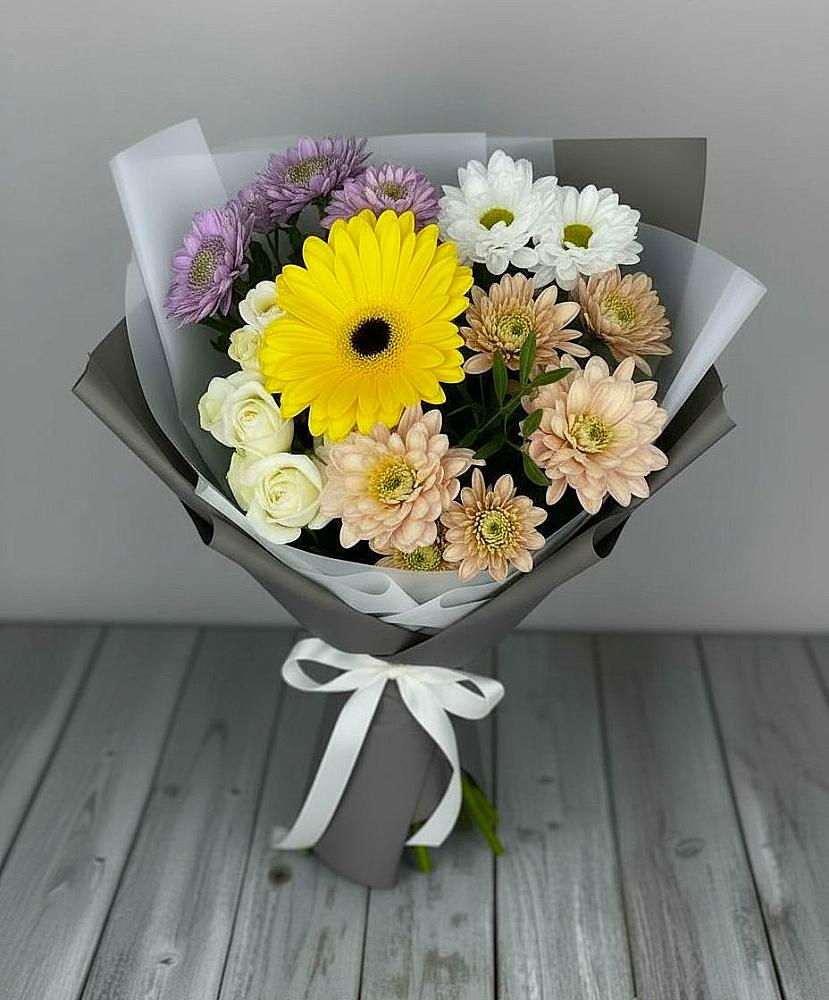 Букет цветов из: Розы, Герберы и Хризантемы в Старое Шайгово