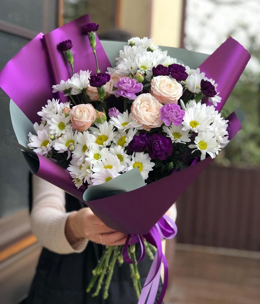 Букет цветов из: Хризантемы, Гвоздики и Розы в Старое Шайгово