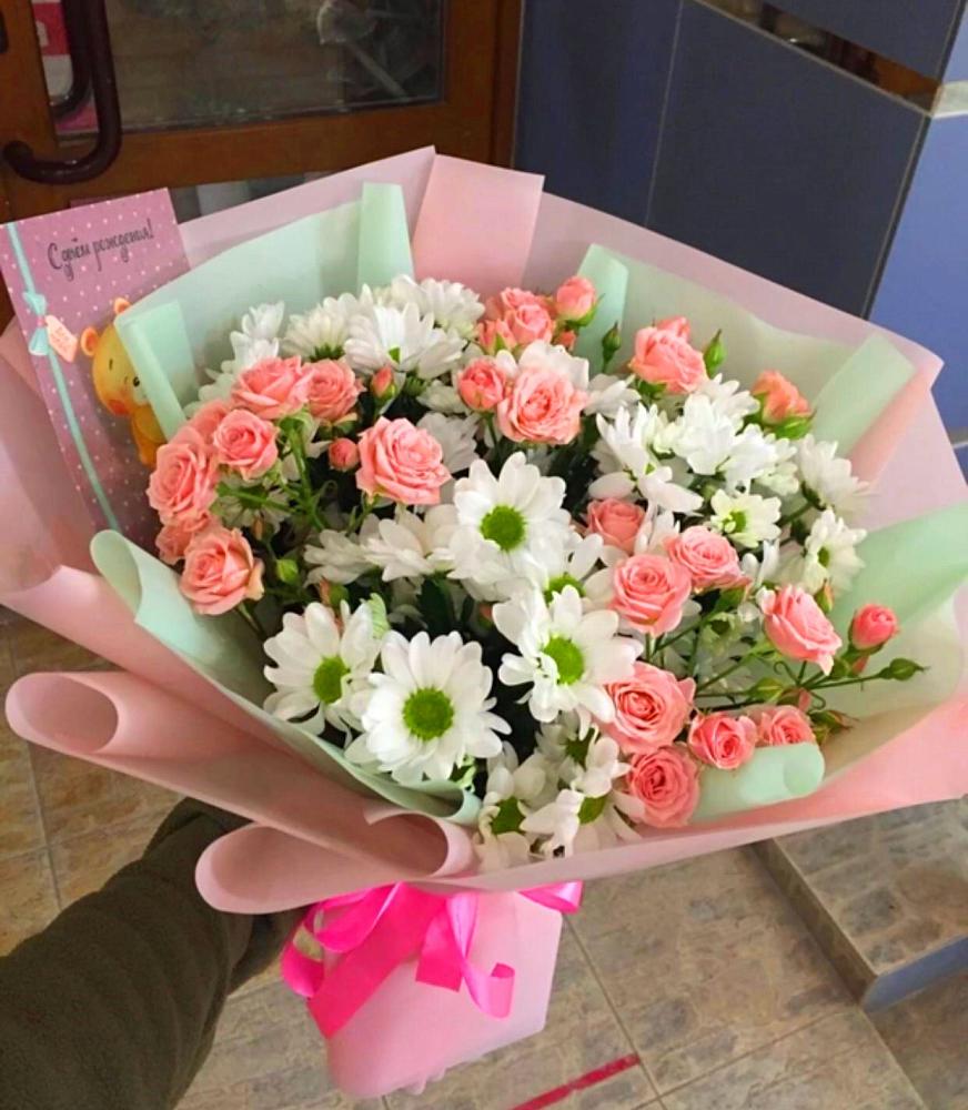 Букет цветов из: Розы и Хризантемы в Старое Шайгово