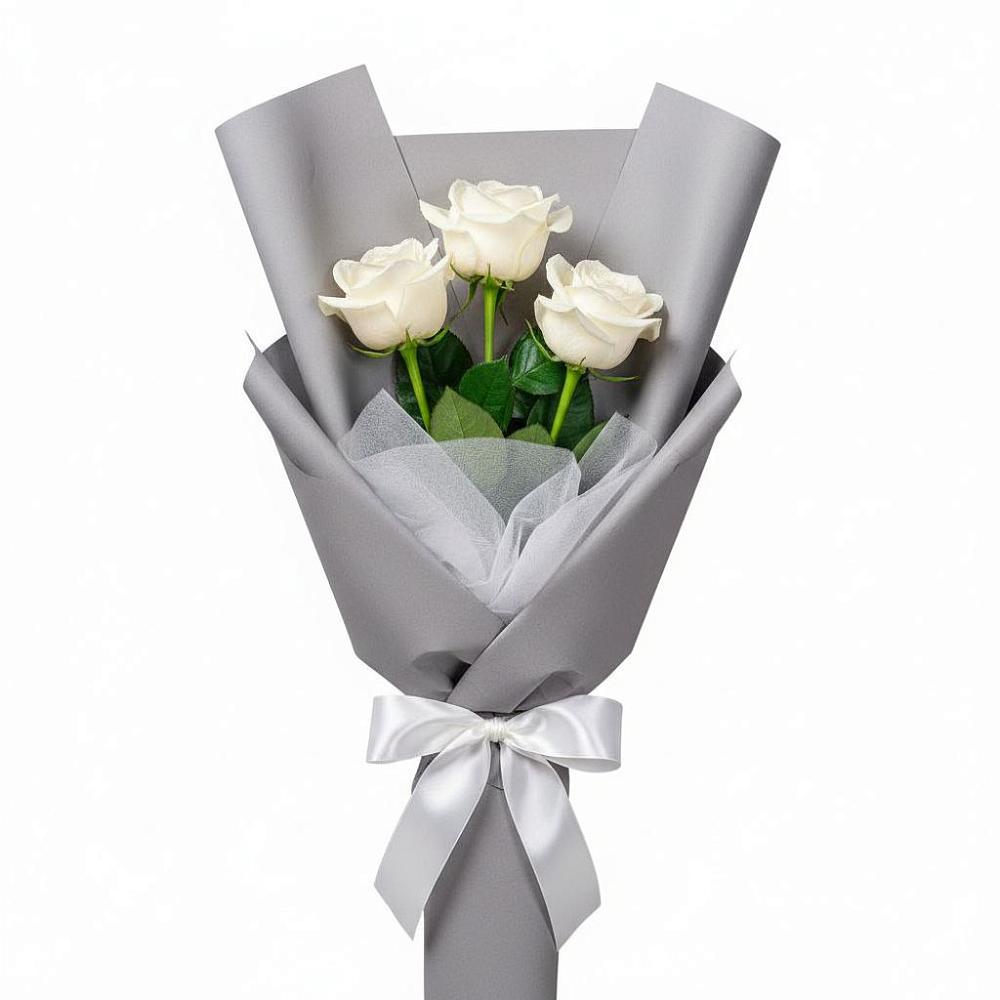 Букет 3 белые розы в Старое Шайгово