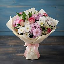 Букет цветов из:  Хризантемы, Альстромерии и Розы в Старое Шайгово