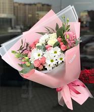 Букет цветов из:  Розы, Лизиантусы и Хризантемы в Старое Шайгово