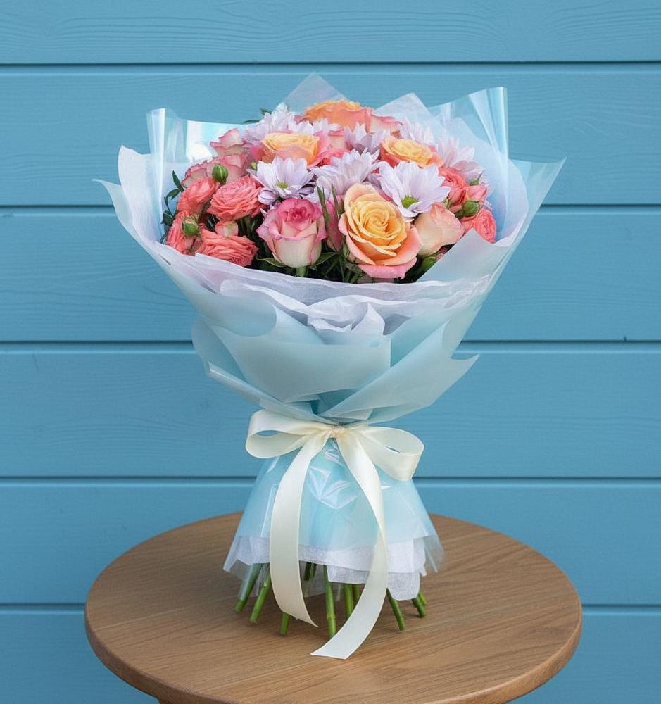 Букет цветов из: Хризантемы и Розы в Старое Шайгово