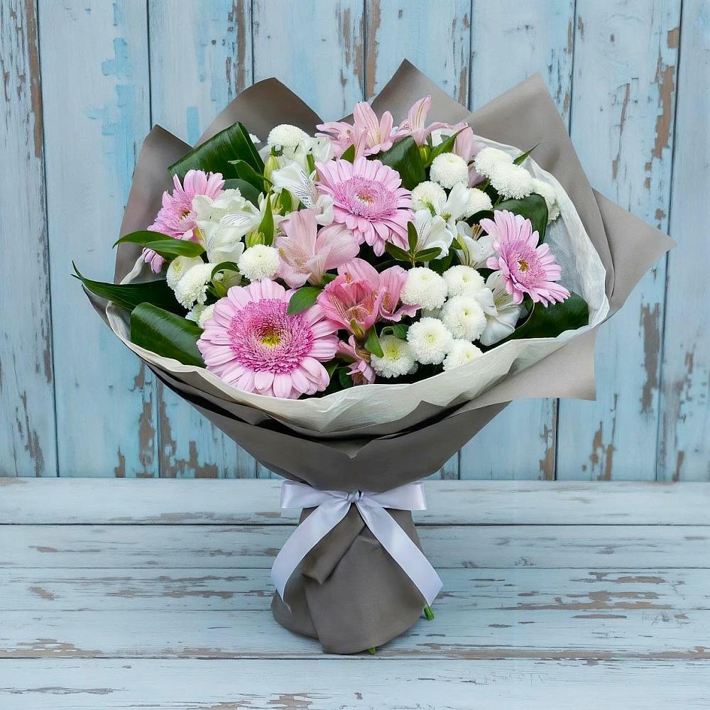Букет цветов из: Герберы, Альстромерии и Хризантемы в Старое Шайгово