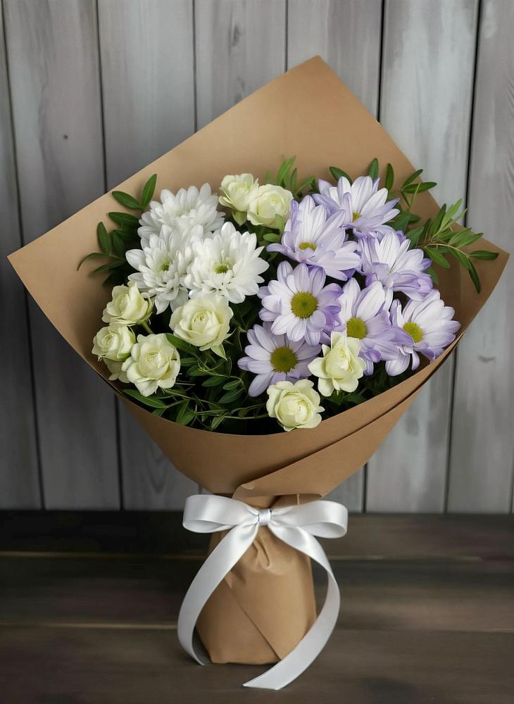 Букет цветов из: Хризантемы и Розы в Старое Шайгово